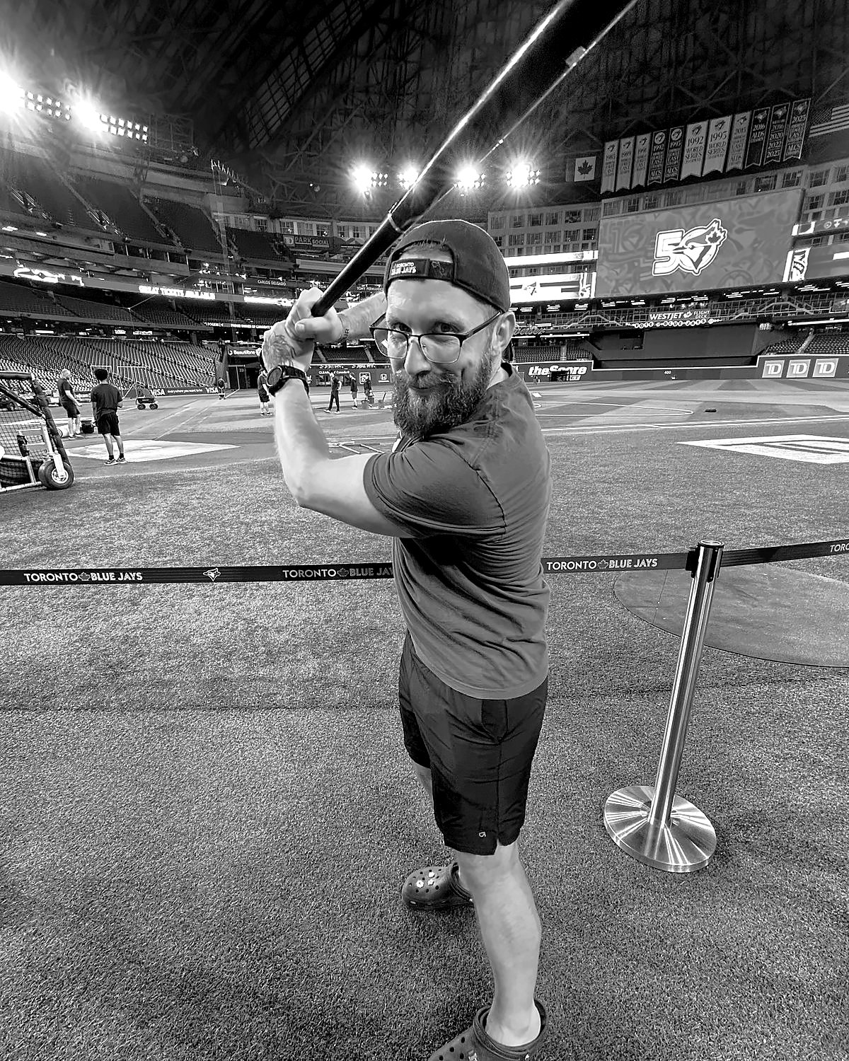 Drew Carrell on the field at Rogers Centre in Toronto